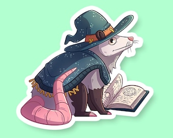 Wizard Class Opossom DnD Sticker - Dungeons and Dragons Sticker, Laptop Sticker, Water Bottle Sticker, Fantasy Sticker, D&D Sticker