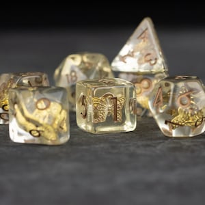 Gold Charm Butterfly Dice Set / Resin Dice for D&D