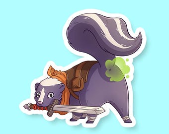 Fighter Class Skunk DnD Sticker - Dungeons and Dragons Sticker, Laptop Sticker, Water Bottle Sticker, Fantasy Sticker, D&D Sticker