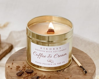 Coffee Scented Soy Candle | Wood Wick Tin Candle Handmade in the UK