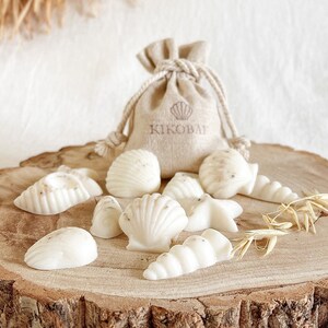 Natural Soy Seashell Wax Melts in a Linen Bag Vegan & Cruelty Free Handmade Eco Friendly Gifts Coastal Wax Melts image 2