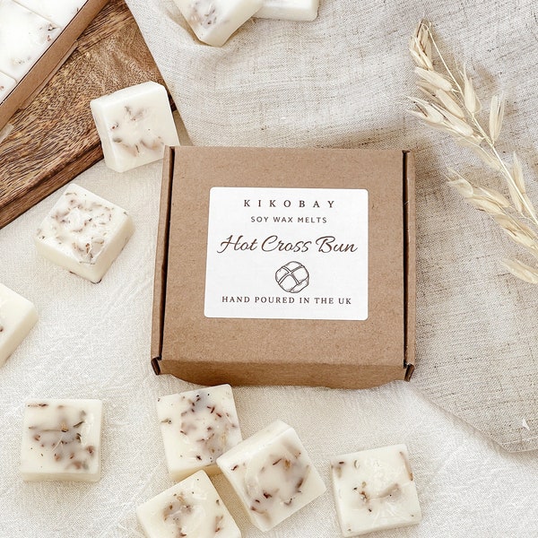 Hot Cross Bun Soy Wax Melts Box of 9 |  Easter Gifts | Highly Scented Vegan Friendly & Cruelty Free | Handmade In The UK