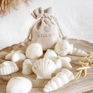 Natural Soy Seashell Wax Melts in a Linen Bag Vegan & Cruelty Free Handmade Eco Friendly Gifts Coastal Wax Melts image 1