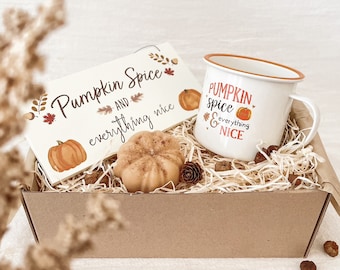 Pumpkin Spice Gift Set | Pumpkin Spice Mug with Pumpkin Candle & Wooden sign | Halloween Decorations | Halloween Gifts