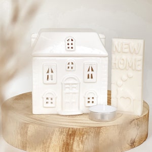 Housewarming wax melter gift set, New home gift, Wax Melter with soy wax melt & tealight candle