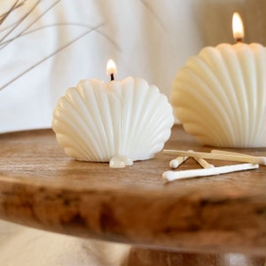 Seashell Pillar Candle Coastal Beach House Home Décor Candles Handmade Natural Candles Beach Wedding Birthday Gifts image 5