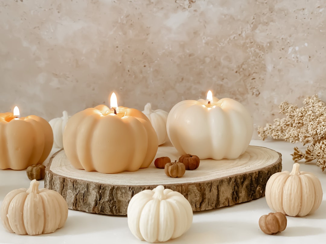 Pumpkin Soy Candles Halloween Pillar Candle Autumn Home Etsy UK