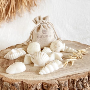 Natural Soy Seashell Wax Melts in a Linen Bag Vegan & Cruelty Free Handmade Eco Friendly Gifts Coastal Wax Melts image 4