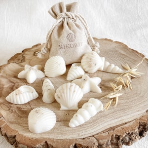 Natural Soy Seashell Wax Melts in a Linen Bag Vegan & Cruelty Free Handmade Eco Friendly Gifts Coastal Wax Melts image 7