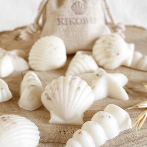 Natural Soy Seashell Wax Melts in a Linen Bag Vegan & Cruelty Free Handmade Eco Friendly Gifts Coastal Wax Melts image 5