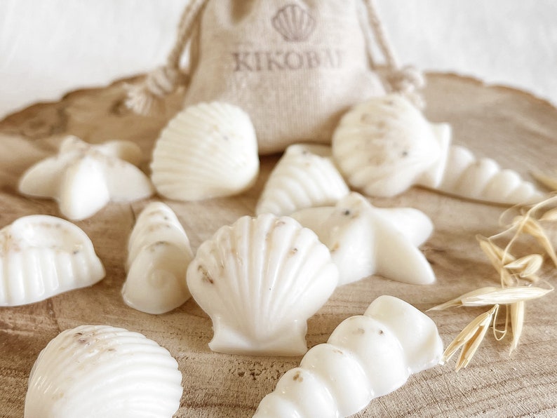 Natural Soy Seashell Wax Melts in a Linen Bag Vegan & Cruelty Free Handmade Eco Friendly Gifts Coastal Wax Melts image 5