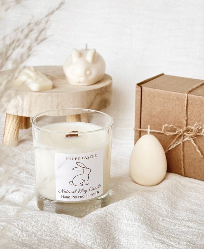 Easter soy candle gift set Easter gifts Hot across bun Vanilla Caramel scented candle Easter Bunny Candle image 5