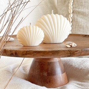 Seashell Pillar Candle Coastal Beach House Home Décor Candles Handmade Natural Candles Beach Wedding Birthday Gifts image 2