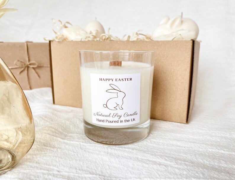 Easter soy candle gift set Easter gifts Hot across bun Vanilla Caramel scented candle Easter Bunny Candle image 4