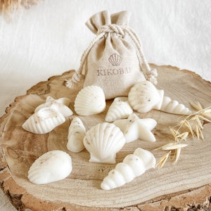 Natural Soy Seashell Wax Melts in a Linen Bag Vegan & Cruelty Free Handmade Eco Friendly Gifts Coastal Wax Melts image 8