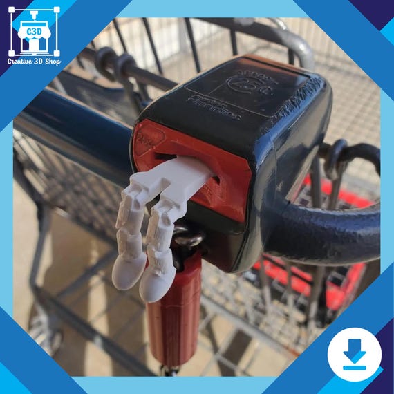 Articulated Cart Keeper STL File – 3D Printable Aldi Quarter Holder | Fidget Tool, Keychain Accessory, STL Pack, Digital Download