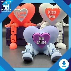 Articulated Heart STL File – 3D Printable Valentine&#39;s Fidget Toy | Custom 3D Printed Gift, Articulated Desk Toy, STL Pack, Digital Download