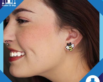 Bee Earrings STL File – Cute 3D Printable Stud Earrings STL Pack | Bumblebee Digital Download – 3D Print File for Jewelry Gift or Accessory