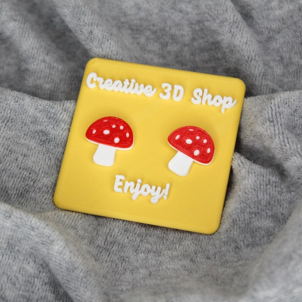 3D Printed Mushroom Earrings | Super Cute Unique Shroom Stud Earrings For Kids & Adults | Great Jewelry Gift For Any Occasion