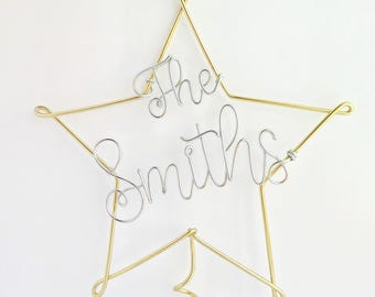 Adorno personalizado para árbol de Navidad en forma de estrella de 20 cm / Personalización hecha a mano con alambre