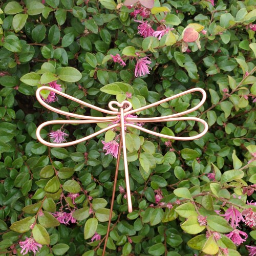 Copper Dragonfly Garden Stake Etsy