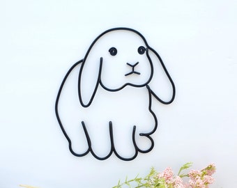 Bunny Rabbit Wire Art | Lop Rabbit Wall Art | Bunny Wall Name Accent | Nursery Art Decor
