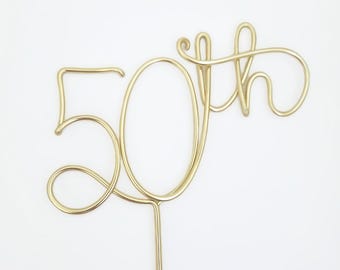Handmade 50th Cake Topper | Modern Wire Party Decor
