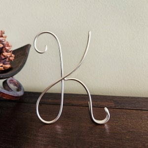 Letter K Shelf Desk Art | Metal Wire Letters, Minimalist Modern Decor, Gold, Black, SIlver, Copper Color