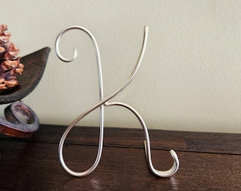 Letter K Shelf Desk Art | Metal Wire Letters, Minimalist Modern Decor, Gold, Black, SIlver, Copper Color