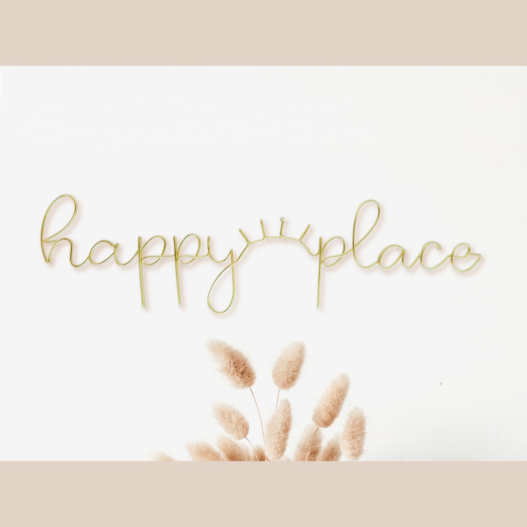 Happy Place Wire Words and Sun Art Wire Sign Wire Word Art Wire Decor