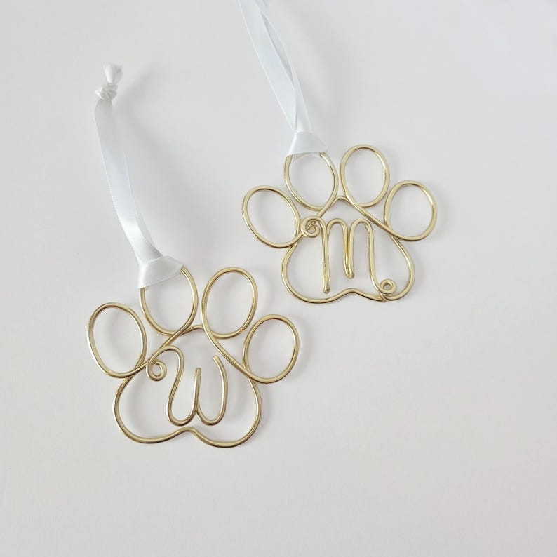 Personalized Pet Letter Ornament A‑Z | Wire Monogram Gift Tag, Pet Stocking Name, Dog Paw Ornament image 8