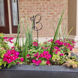 3" Monogram Plant Stake | Customizable Letter Initial Bouquet Stake |Calligraphy letters