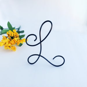 Calligraphy Letter L Initial, Metal Wire Letters, Minimalist Modern Decor, Gold, Black, Silver, Copper Color