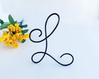 Calligraphy Letter L Initial, Metal Wire Letters, Minimalist Modern Decor, Gold, Black, Silver, Copper Color