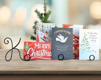 Custom Monogram Christmas Card Holder – Personalized Holiday Card Display – Multi-Use Photo & Card Organizer