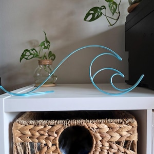 Ocean Wave Wire Art: Handmade Tabletop Shelf Art