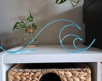 Ocean Wave Wire Art: Handmade Tabletop Shelf Art