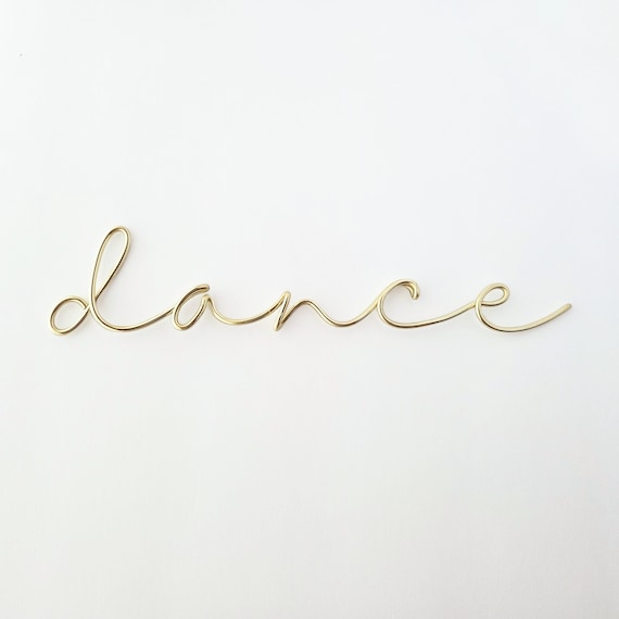 Handmade Wire Word “dance” Wall Art – Ballet Room Decor | Nursery or Girls Bedroom Wall Hanging | Minimalist Word Sign | Dance Studio Gift