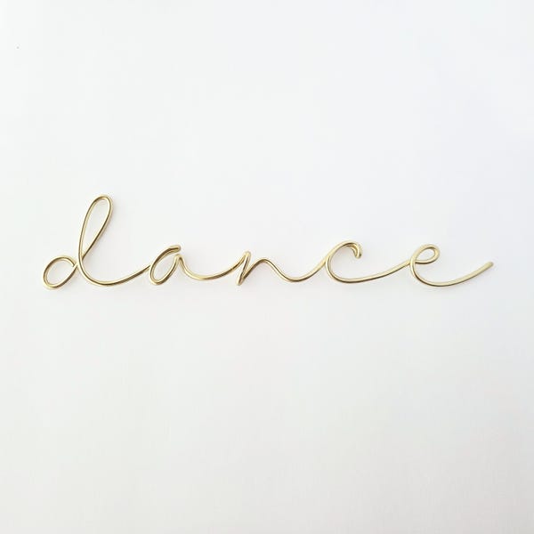Handmade Wire Word “dance” Wall Art – Ballet Room Decor | Nursery or Girls Bedroom Wall Hanging | Minimalist Word Sign | Dance Studio Gift