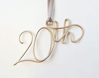 20th Wire Ornament | Birthday or Anniversary Ornament Gift