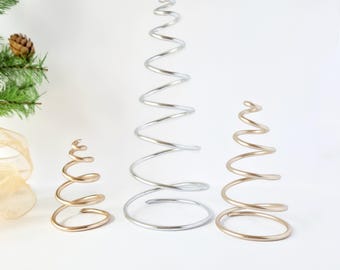 Handmade Wire Spiral Christmas Tree – Modern Minimalist Holiday Decor | 4 Sizes & 18 Colors | Sold Individually or in Sets | The Flying Wire