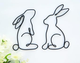 Wire Bunny Rabbit Art | bunny hutch sign