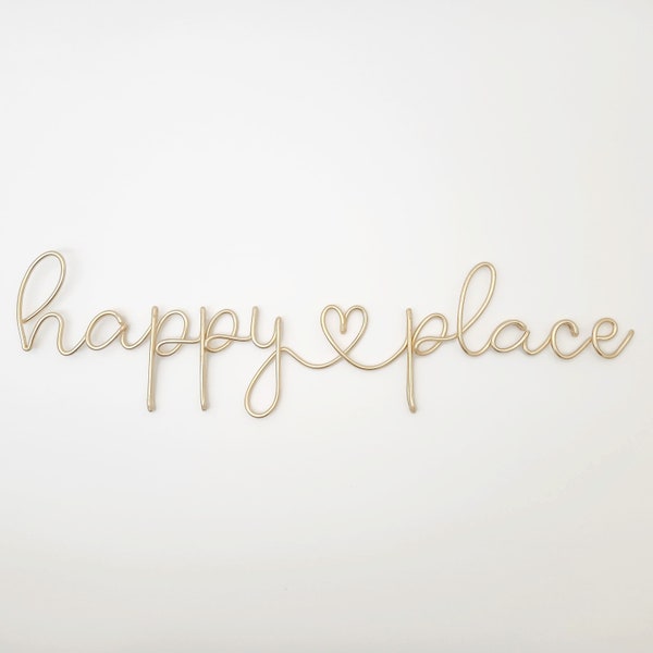 happy place wire words and heart art | Wire Sign | Wire Word Art | wire decor gift