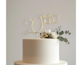 Handmade 20th Anniversary Cake Topper | Modern Wire Party Decor