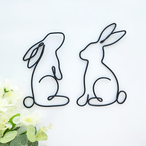 Bunny Rabbit Wire Art Lop Rabbit Wall Art Bunny Wall Name - Etsy