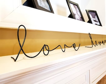 love lives here wire words sign | Table Top Wire Words | Upright Wire Words Sign | handmade decor