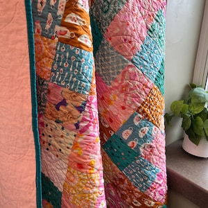Camellia Handmade Patchwork Large Throw Quilt