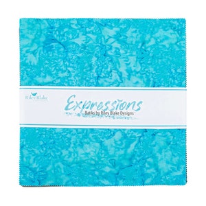 Tela precortada para tartas de capas apilables de 10&quot; con diseño de Riley Blake de Expressions Batiks en tonos turquesa