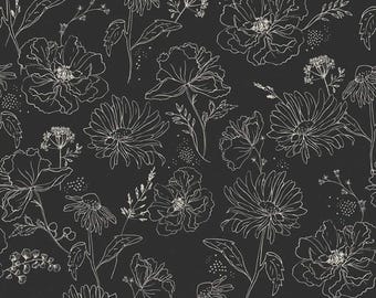 Honey Bee Wildblumen: Schwarz, Riley Blake Designs Half Yard