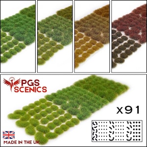 Model Static Grass Tufts 2/4/6mm Mixed sheet packs- Model Scenery Mini Wargame Train Railway OO/HO